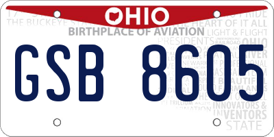 OH license plate GSB8605