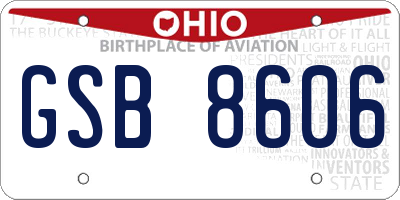 OH license plate GSB8606