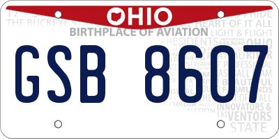 OH license plate GSB8607