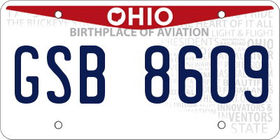 OH license plate GSB8609