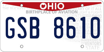 OH license plate GSB8610