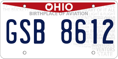 OH license plate GSB8612