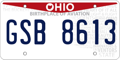 OH license plate GSB8613