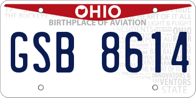 OH license plate GSB8614