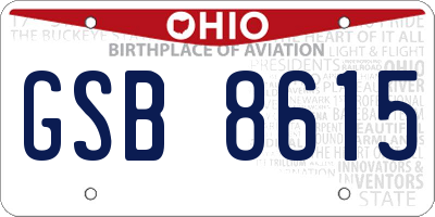 OH license plate GSB8615