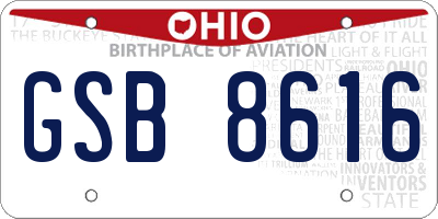 OH license plate GSB8616