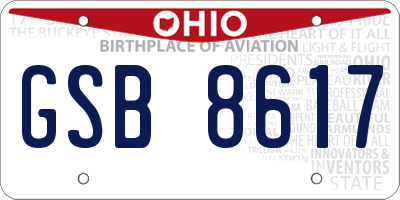 OH license plate GSB8617