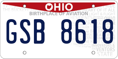 OH license plate GSB8618