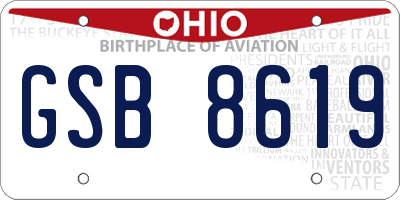 OH license plate GSB8619