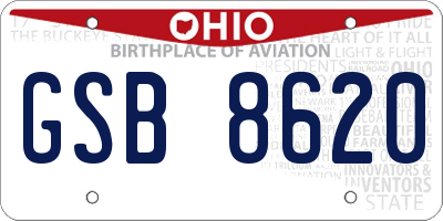 OH license plate GSB8620