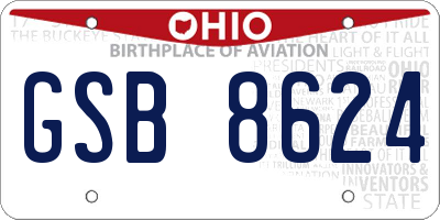 OH license plate GSB8624