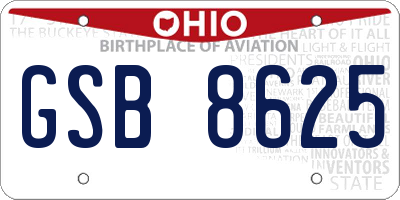 OH license plate GSB8625