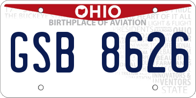 OH license plate GSB8626