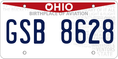 OH license plate GSB8628