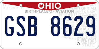 OH license plate GSB8629