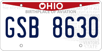 OH license plate GSB8630