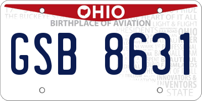 OH license plate GSB8631