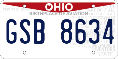 OH license plate GSB8634