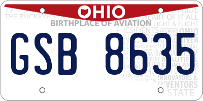 OH license plate GSB8635