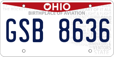 OH license plate GSB8636