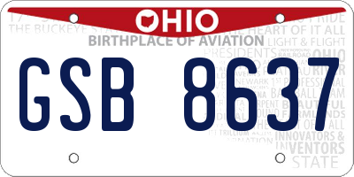 OH license plate GSB8637