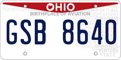 OH license plate GSB8640