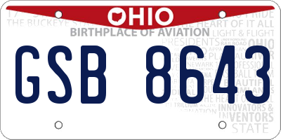 OH license plate GSB8643