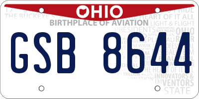 OH license plate GSB8644