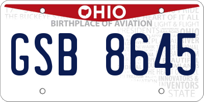 OH license plate GSB8645