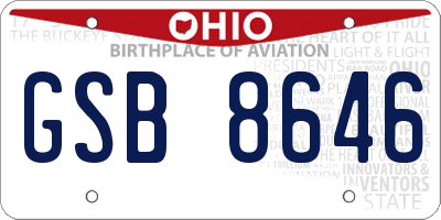 OH license plate GSB8646