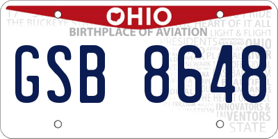 OH license plate GSB8648