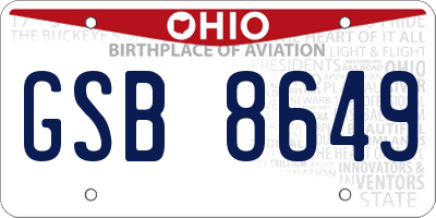 OH license plate GSB8649