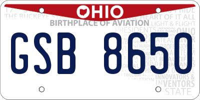 OH license plate GSB8650