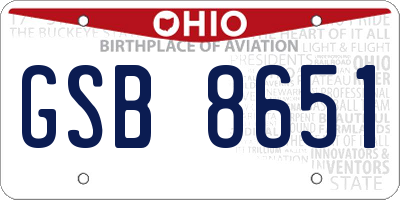 OH license plate GSB8651