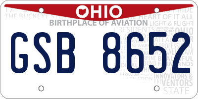 OH license plate GSB8652