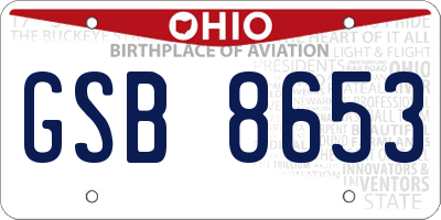 OH license plate GSB8653