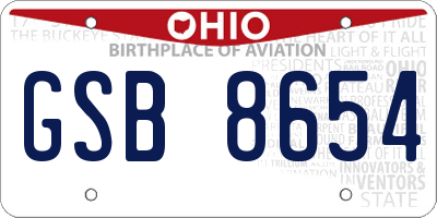 OH license plate GSB8654