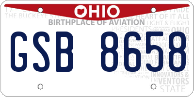 OH license plate GSB8658