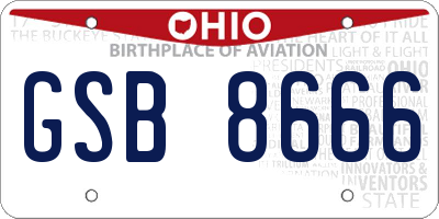 OH license plate GSB8666