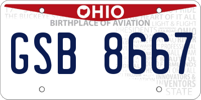 OH license plate GSB8667