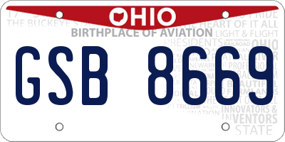 OH license plate GSB8669