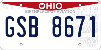 OH license plate GSB8671