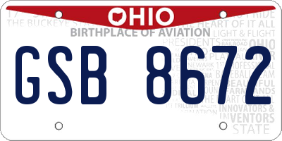 OH license plate GSB8672