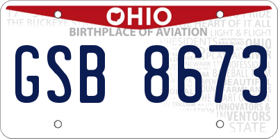 OH license plate GSB8673