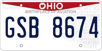 OH license plate GSB8674