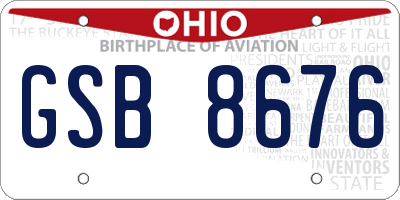 OH license plate GSB8676