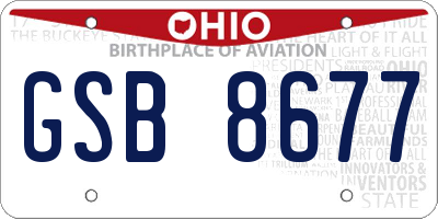 OH license plate GSB8677