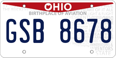 OH license plate GSB8678