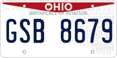 OH license plate GSB8679