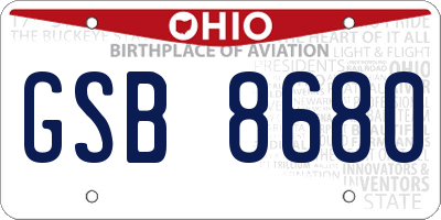 OH license plate GSB8680